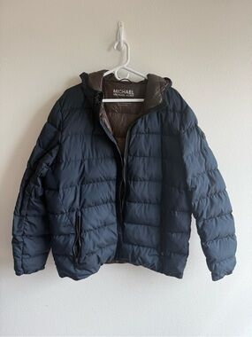 Michael Kors Mens Premium Down Hooded Puffer Jacket XLT
